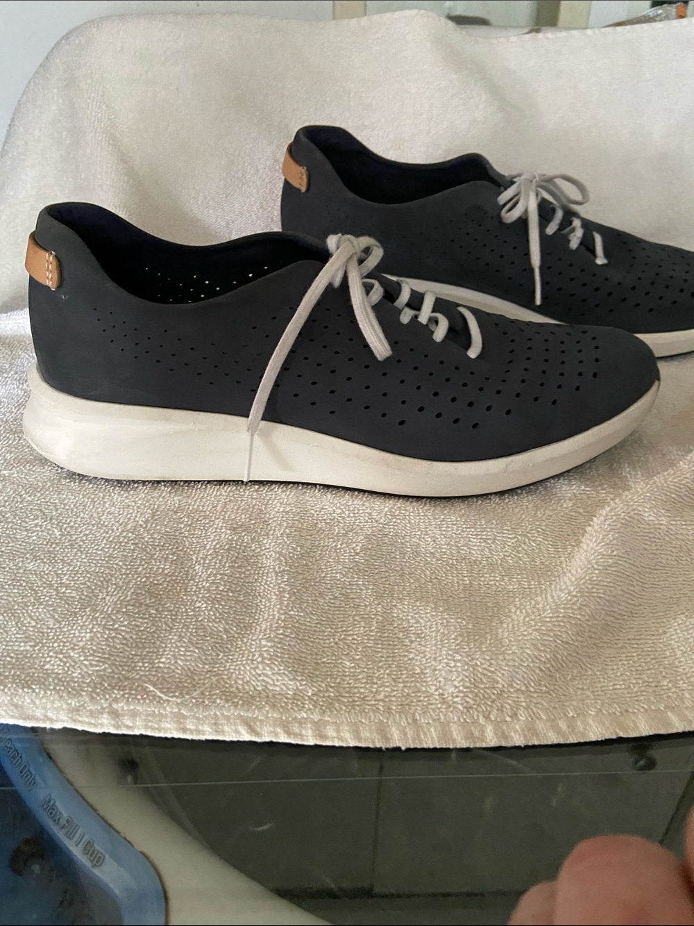 Clarks Unstructured Navy Perforated Lace-Up Sneakers